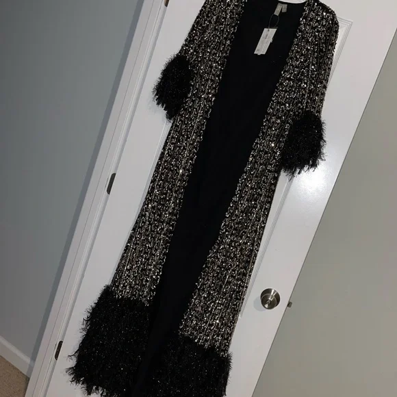 ASOS DESIGN Luxe embellished maxi robe with faux feather hem - NEW with TAGS - Picture 2 of 5